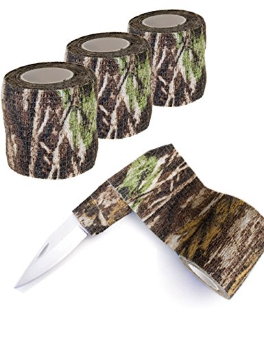 Outdoor Saxx® - Cinta de camuflaje con diseño de árbol real y bosque, impermeable, multiusos, para cámara, cazadores, pesca, fotografías, 4,5 m, juego de 3