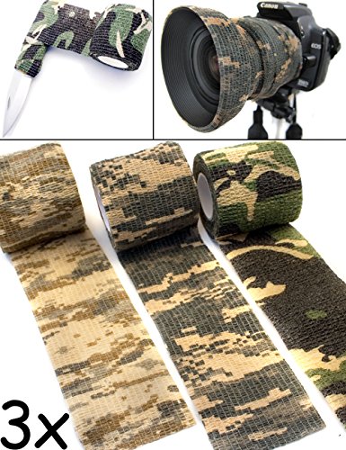 Outdoor Saxx® - Cinta de tela de camuflaje, impermeable, multiusos, para cámara, cazadores, fotografías, pesca, 4,5 m, juego de 3