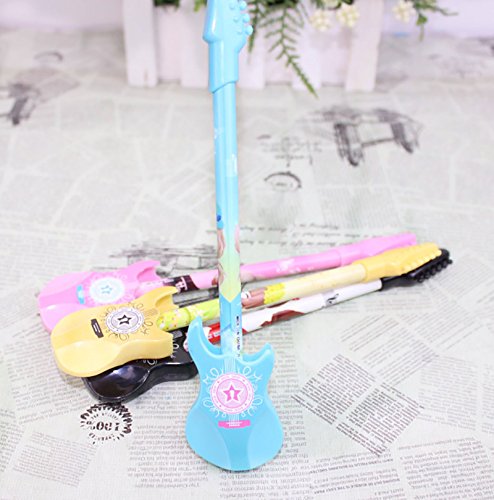 outflower Pack de 12 para guitarra estilo creativo Gel bolígrafo violín negro bolígrafo de tinta de dibujos animados Suministros Estudiante Oficina firma bolígrafo color al azar
