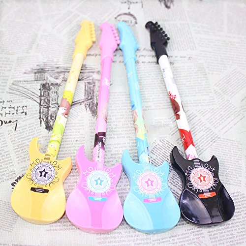 outflower Pack de 12 para guitarra estilo creativo Gel bolígrafo violín negro bolígrafo de tinta de dibujos animados Suministros Estudiante Oficina firma bolígrafo color al azar