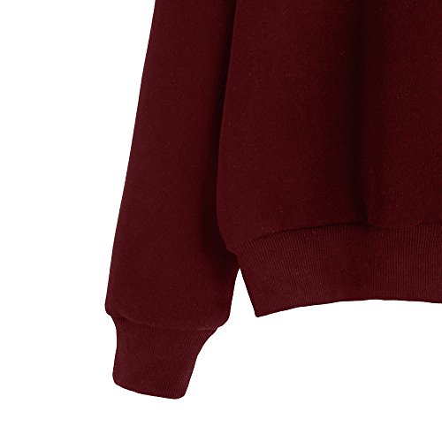 Overdose Sudadera Mujeres Manga Larga Blusa Carta Imprimir Sudadera Pullovers OtoñO CáLido Tops De Invierno Outwear (S, Vino Tinto)