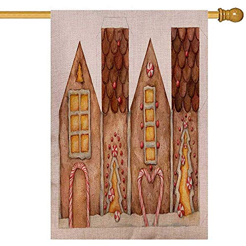 Overlooked Shop Banderas Decorativas al Aire Libre Pintado Acuarela Plantilla de casa de Pan de Jengibre Creando tu Propia decoración navideña Navidad