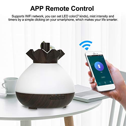 OWSOO 400ml Humidificador WiFi Inalámbrico con LED Lámpara, Apagado Automático Cuando Se Acaba el Agua, Soporte Control de Phone App, Control de Voz, Compatible con Alexa y Google Home, Color 1