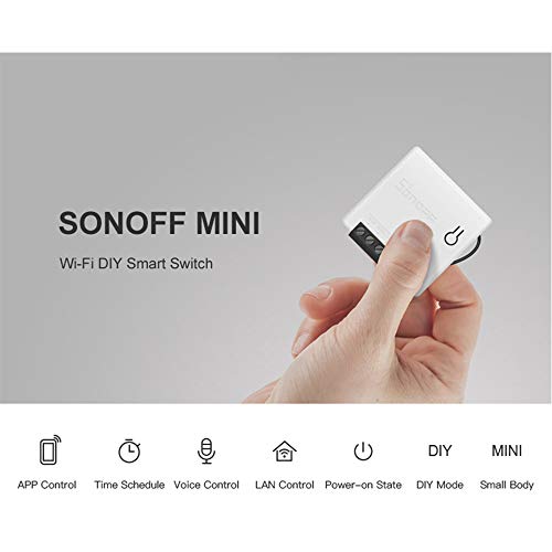 OWSOO SONOFF Mini Interruptor Inteligente de Dos Vías, Mini Switch WiFi, Cuerpo Pequeño, Soporta Control Remoto de App, WiFi Smart Switch Compatible con Google Home/Nest IFTTT y Alexa