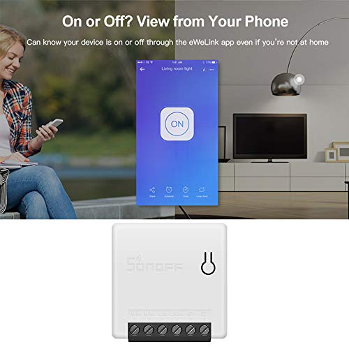 OWSOO SONOFF Mini Interruptor Inteligente de Dos Vías, Mini Switch WiFi, Cuerpo Pequeño, Soporta Control Remoto de App, WiFi Smart Switch Compatible con Google Home/Nest IFTTT y Alexa