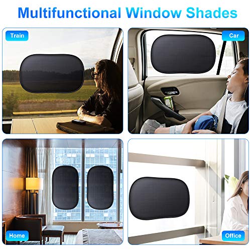 Oziral Parasol de Coche 3 Piezas Ventana Lateral Trasera Parasol Coche con Protección UV Extra Oscura para Bebés y Niños Fácil Instalación (Negro)