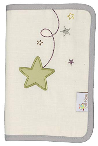 P 'tit Basile – para cartilla sanitaria de bebé de algodón orgánico de lluvia de estrellas 24 x 17 cm