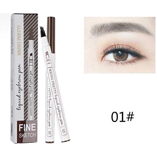 Pack de 2 lápices de tatuaje de 4 colores, resistentes al agua, duraderos, resistentes al lavado, para cejas, tatuajes, delineadores de ojos, con consejos para maquillaje de ojos natural