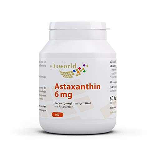 Pack de 3 Astaxantina 6mg 3 x 60 Cápsulas Vita World Farmacia Alemania Carotenoide Antioxidante Haematococcus pluvialis