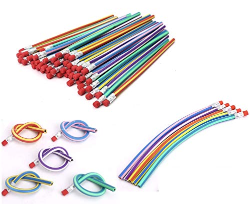 Pack de suaves y flexibles lápices mágicos de 18 cm para niños Divertidos accesorios escolares, color morado No.1