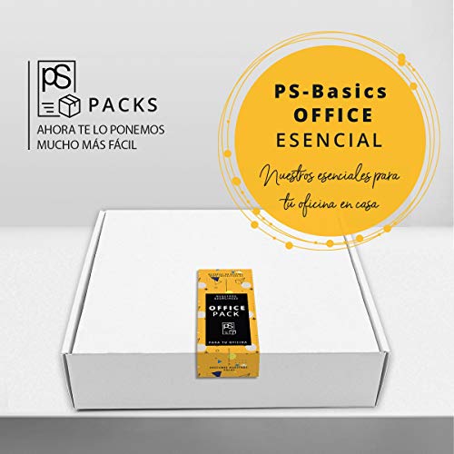 Pack Material Oficina - PS BASICS OFFICE (ESENCIAL) - Kit de material de Oficina: Subrayadores, Bolígrafos, Corrector Tipp-ex, Cinta Adhesiva, Clips, Tijeras. Productos de Papeleria al Mejor Precio