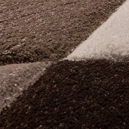 Paco Home Alfombra De Diseño Moderna Estampado Geométrico Contorneada Marrón Crema Beige, tamaño:160x230 cm