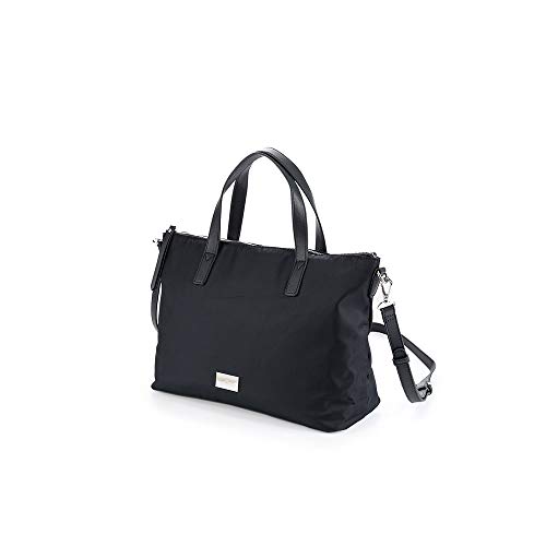 PACO MARTINEZ | Bolso de mano nylon negro casual |Incluye asa bandolera extraíble