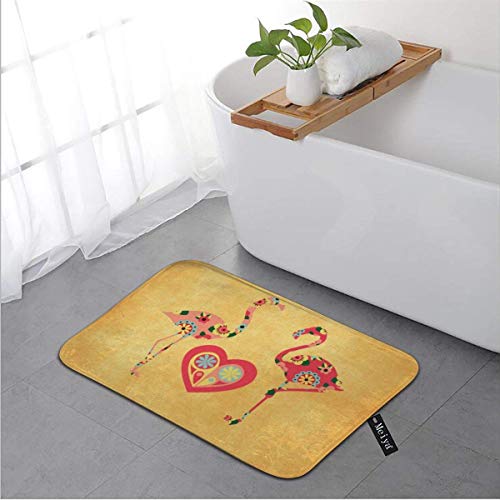 PageHar Pink Flamingo Love Bath Rug Door Mat Soft and Absorbent Bathroom Mat Anti-Slip and Plush Bath Mat for Bathroom Living Room and Laundry Room 15.7"x23.6"