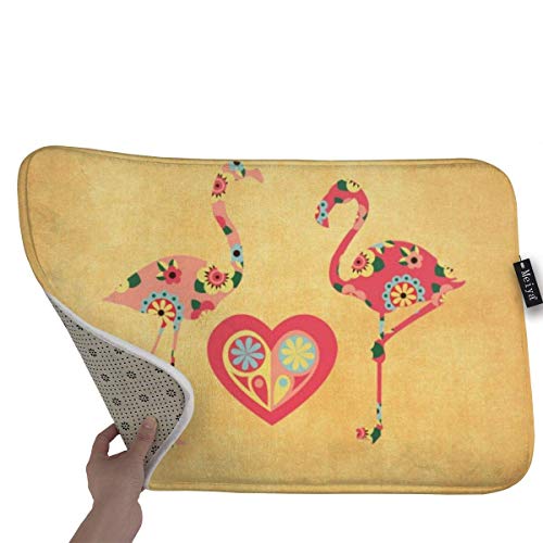 PageHar Pink Flamingo Love Bath Rug Door Mat Soft and Absorbent Bathroom Mat Anti-Slip and Plush Bath Mat for Bathroom Living Room and Laundry Room 15.7"x23.6"