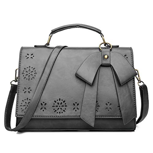 Pahajim Bolso Bandolera Mujer PU Bolsos Totes Bolsos Bandolera Vintage para Shopper Bolsa Tote Gran Capacidad Señora (Gris)