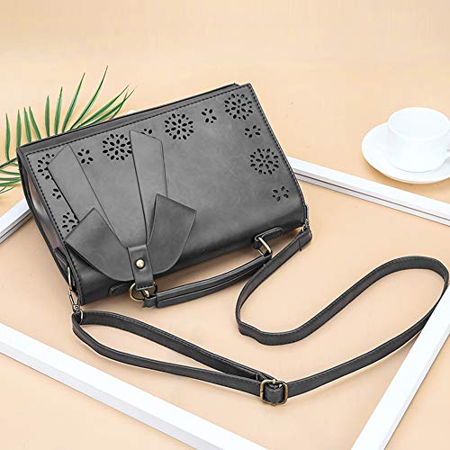 Pahajim Bolso Bandolera Mujer PU Bolsos Totes Bolsos Bandolera Vintage para Shopper Bolsa Tote Gran Capacidad Señora (Gris)