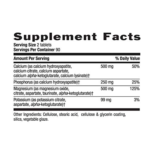 País vida objetivo min Calcio Magnesio Potasio 500 mg/500mg/99mg 180-tablet