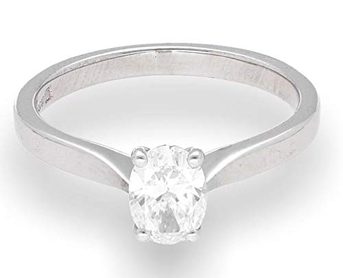 Palladium 950 - Anillo solitario de corte ovalado con diamante de 0,50 quilates (tamaño J 1/2)