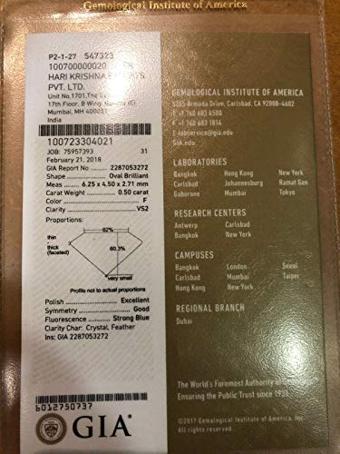 Palladium 950 - Anillo solitario de corte ovalado con diamante de 0,50 quilates (tamaño J 1/2)