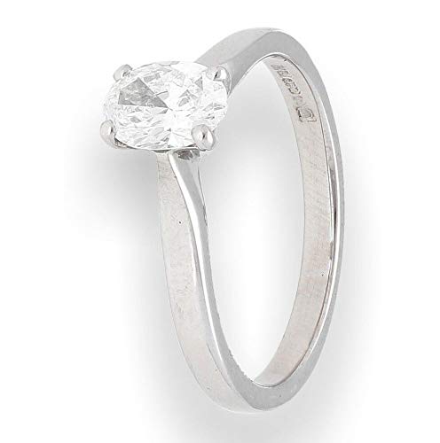 Palladium 950 - Anillo solitario de corte ovalado con diamante de 0,50 quilates (tamaño J 1/2)