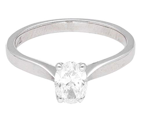 Palladium 950 - Anillo solitario de corte ovalado con diamante de 0,50 quilates (tamaño J 1/2)