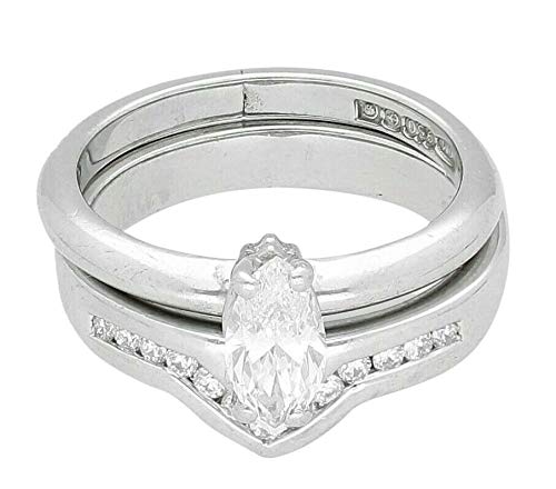 Palladium Diamond - Juego de novia, solitario, banda de 0,60 quilates, 0,15 quilates (tamaño H 1/2)