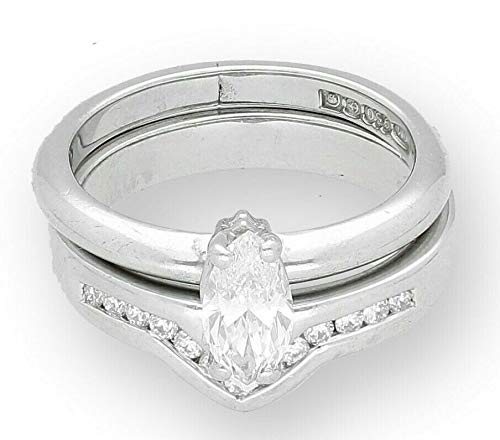 Palladium Diamond - Juego de novia, solitario, banda de 0,60 quilates, 0,15 quilates (tamaño H 1/2)