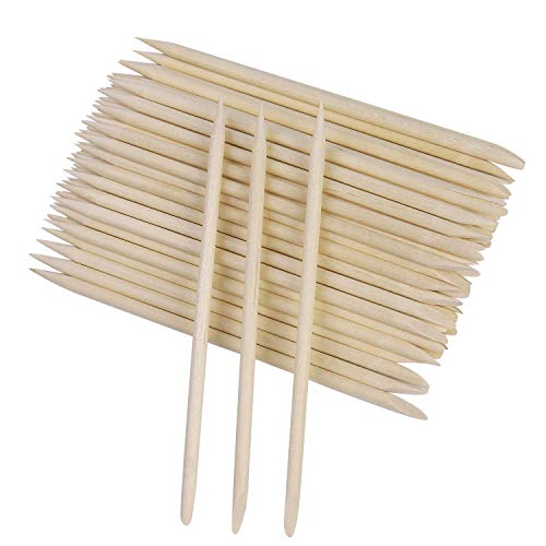 Palos de madera naranja para cutículas de color naranja, 100 unidades de 4.3in para empujador removedor de manicura, arte pedicura