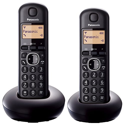 Panasonic KX-TGB212SPB - Teléfono fijo digital (DECT Dúo, función alarma/despertador, 6 melodías de timbre, Identificación de llamada entrante), Negro, TGB21 Duo