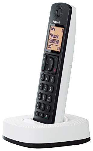 Panasonic KX-TGC310 - Teléfono Fijo Inalámbrico (LCD, Identificador De Llamadas, 16H Uso Continuo, Localizador, Agenda De 50 números, Bloqueo Llamada, Modo ECO, Reducción Ruido)- Color Negro y Blanco