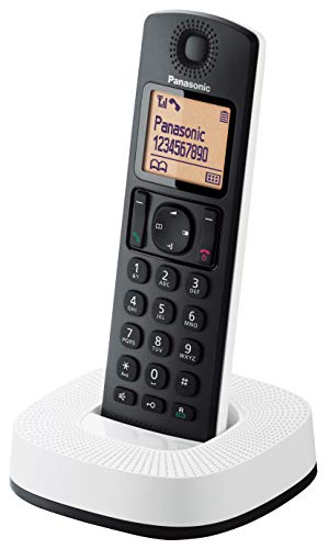 Panasonic KX-TGC310 - Teléfono Fijo Inalámbrico (LCD, Identificador De Llamadas, 16H Uso Continuo, Localizador, Agenda De 50 números, Bloqueo Llamada, Modo ECO, Reducción Ruido)- Color Negro y Blanco