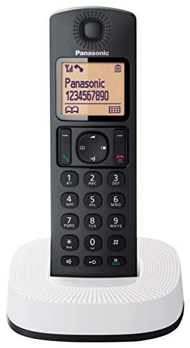 Panasonic KX-TGC310 - Teléfono Fijo Inalámbrico (LCD, Identificador De Llamadas, 16H Uso Continuo, Localizador, Agenda De 50 números, Bloqueo Llamada, Modo ECO, Reducción Ruido)- Color Negro y Blanco