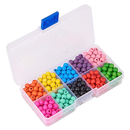 Pandahall 340~350 Pcs Cuentas de Madera para Ábaco, Abalorios de Maders, Accesorios para Joya DIY, Fabricación de Pulsera, Collar, Juguetes para Niños, en Colores Surtidos, Libre de Plomo, 7x6x2mm