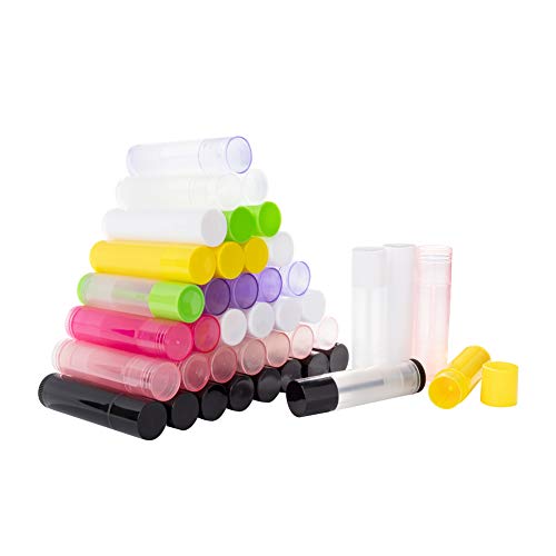 PandaHall Elite 90 Pcs DIY Botella Vacía para Lápiz Labial, Tubo Brillo Labial, Tubo Protector Labial, con Tapa, Color Mezclado, 67x15~16.6mm