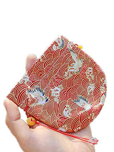 PANGUN 3Pcs Regalo Lazo Brocado Dorado Bolsita Bolsita Bordado Grabado Ukiyoe Sorteo Haz Bolsillo Bolso-Armada