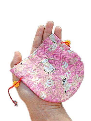 PANGUN 3Pcs Regalo Lazo Brocado Dorado Bolsita Bolsita Bordado Grabado Ukiyoe Sorteo Haz Bolsillo Bolso-Armada