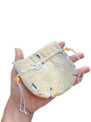 PANGUN 3Pcs Regalo Lazo Brocado Dorado Bolsita Bolsita Bordado Grabado Ukiyoe Sorteo Haz Bolsillo Bolso-Armada