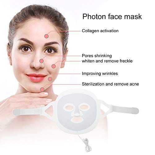 Pantalla facial de 3 colores LED, mascarilla de belleza rejuvenecedora, eliminación de arrugas faciales, cuidado facial, mascarilla de belleza para el cuidado de la piel, belleza antiarrugas antiarrug