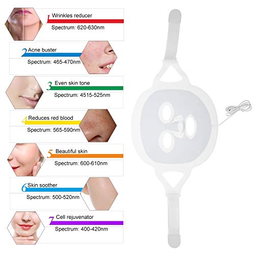 Pantalla facial de 3 colores LED, mascarilla de belleza rejuvenecedora, eliminación de arrugas faciales, cuidado facial, mascarilla de belleza para el cuidado de la piel, belleza antiarrugas antiarrug