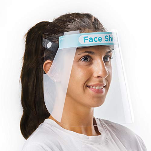 Pantalla Protección Facial Sonaprotec - Protector Facial Antivaho. Talla Niños y Adultos. Visera Protectora para la Cara Face Shield Fabricadas en España - Talla Mediana - Pack 12