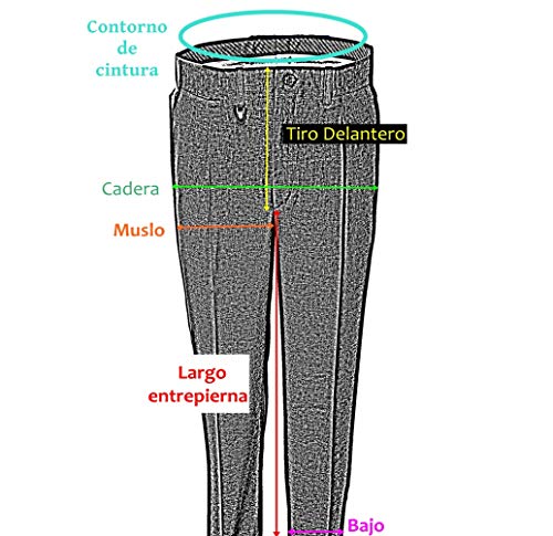 Pantalón Adaptado Hombre Color Gris/Marino - Tallas Grandes - Pantalon Vestir con Goma en la Cintura (Marino, XL)