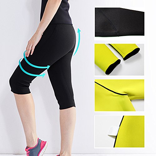 Pantalones de Sauna Deportivo Neopreno Leggings Alta Cintura Reductora Quemar Grasa Pérdida de Peso Desarrollo Muscular Sudor Yoga Running Fitness Elástico para Mujer (Negro, M)