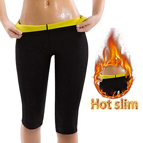Pantalones de Sauna Deportivo Neopreno Leggings Alta Cintura Reductora Quemar Grasa Pérdida de Peso Desarrollo Muscular Sudor Yoga Running Fitness Elástico para Mujer (Negro, M)