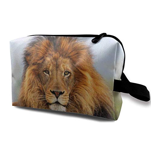 Papel pintado de león Bolsa de cosméticos Portátil Adorable y espaciosa Bolsas de maquillaje de viaje Organizador de paquetes de lápices