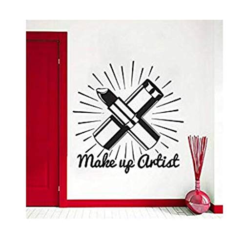 Papel Pintado Moderno Engomada Arte De Encargo Aplique De Pared Pintalabios Maquillaje Arte De Pared Mural Tienda De Belleza Decoración Vinilo Art 42X42Cm