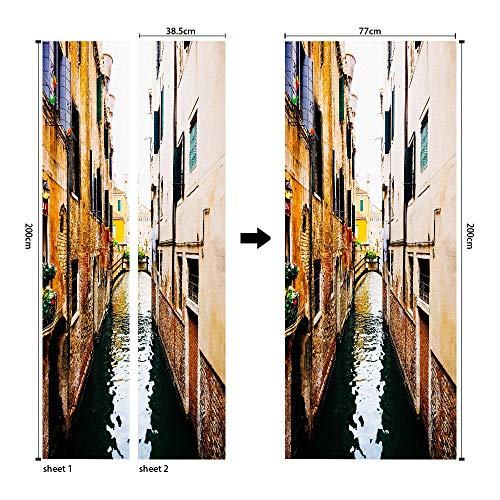 Papel Pintado Puerta Venecia Pegatinas De Pared Pvc Pared Decoración Del Hogar Murales Adhesivos Salón Guardería Decoración Autoadhesiva 77 X 200Cm(30.3'' * 78.7'')