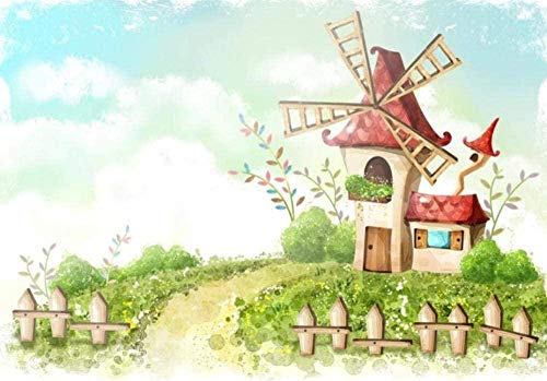 Papel tapiz mural de pared 3D dibujos animados molino de viento casa sala de estar dormitorio TV fondos de pantalla Decoración Arte-200cmx140cm