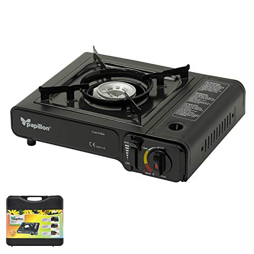 PAPILLON 8140120 Cocina Gas Cartucho con Maletin, Negro