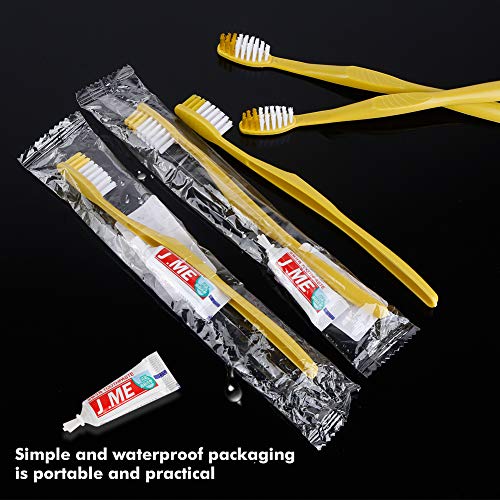 Paquete de 100 cepillos de dientes desechables con juego de pasta de dientes, envuelven individualmente los cepillos de dientes y pasta de hotel portátiles/viajes